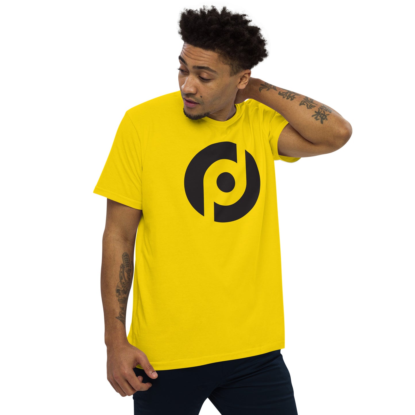 Camiseta amarela ícone preto